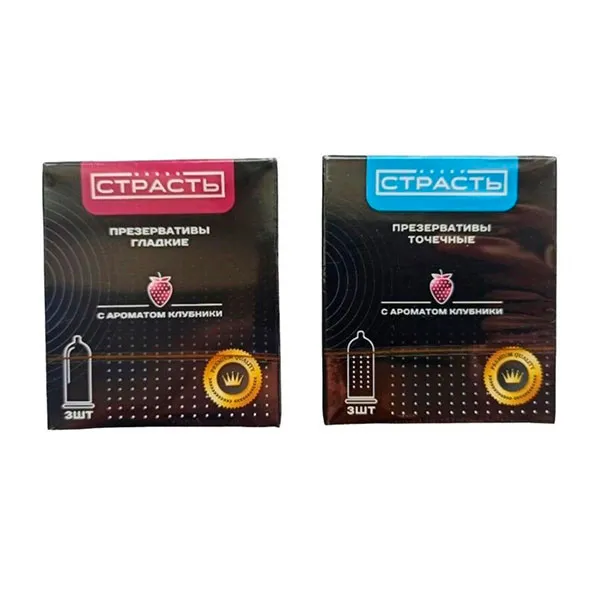 презервативы страсть с ароматом клубники, гладкие и точечные в России