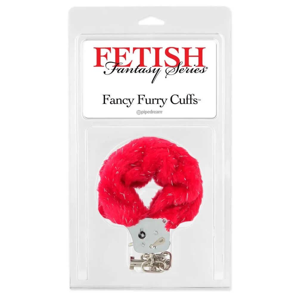 наручники декоративные с мехом pipedream fancy furry cuffs, красные в России