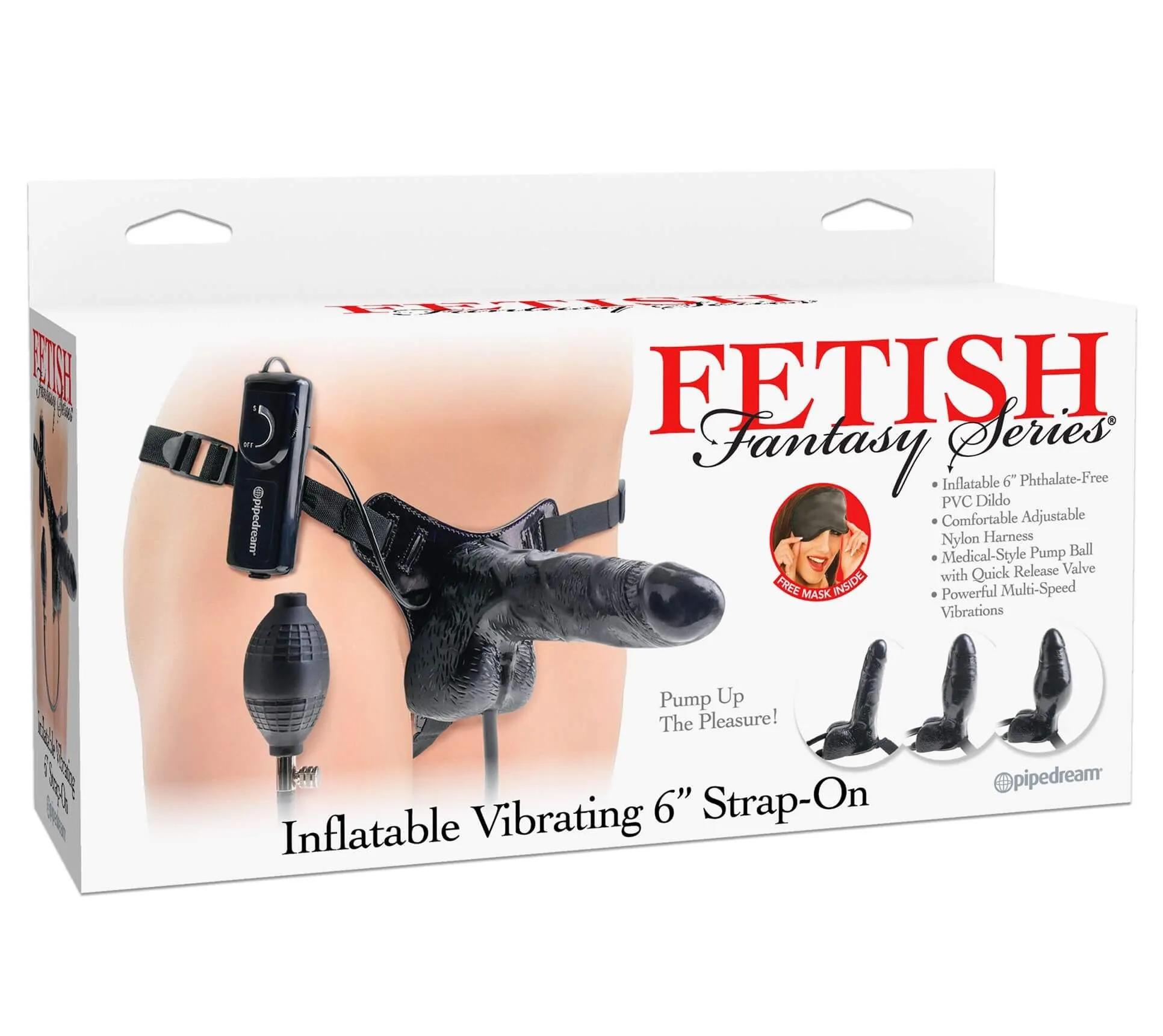 страпон надувной pipedream inflatable vibrating 6 strap-on, черный в России