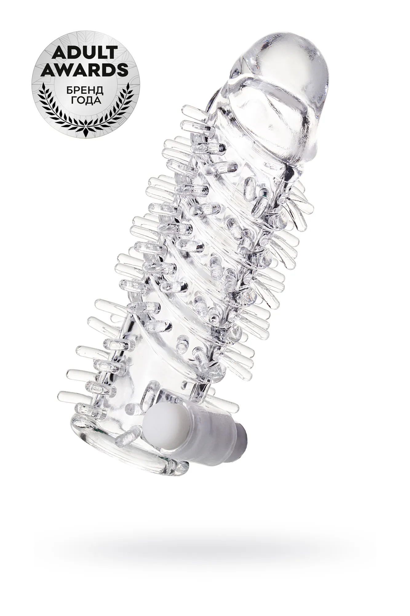 Насадка на пенис A-Toys by TOYFA Fril с вибропулей, TPR, прозрачная, 13,4 см