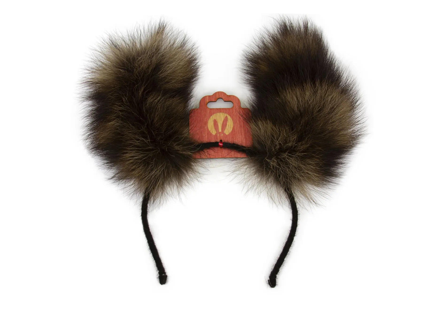 Ободок с ушками PinkRabbit из натурального меха енота