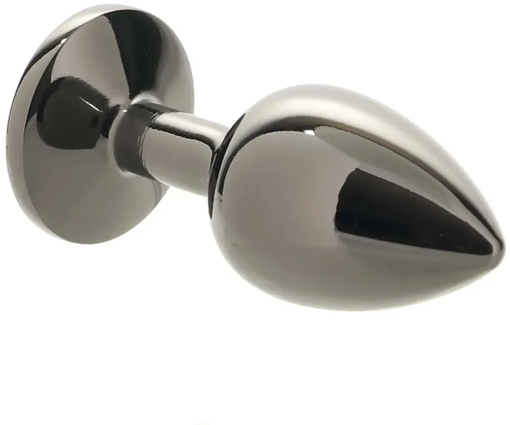 черная алюминивая анальная пробка с кристаллом large в России