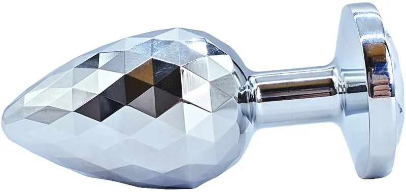 алюминивая текстурная анальная пробка с прозрачным кристаллом medium в России