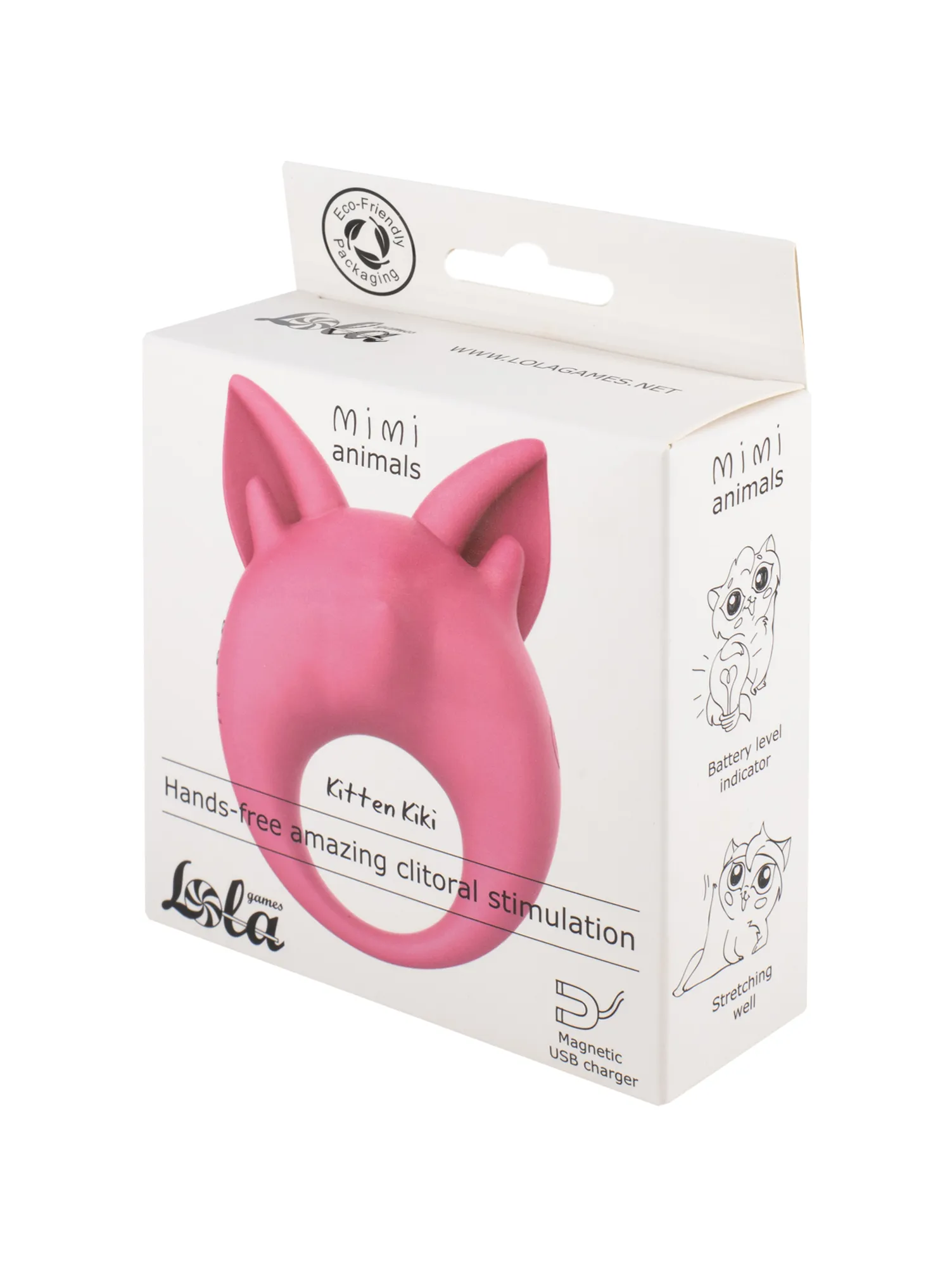 перезаряжаемое кольцо для клиторальной стимуляции mimi animals kitten kiki pink 7200-01lola в России