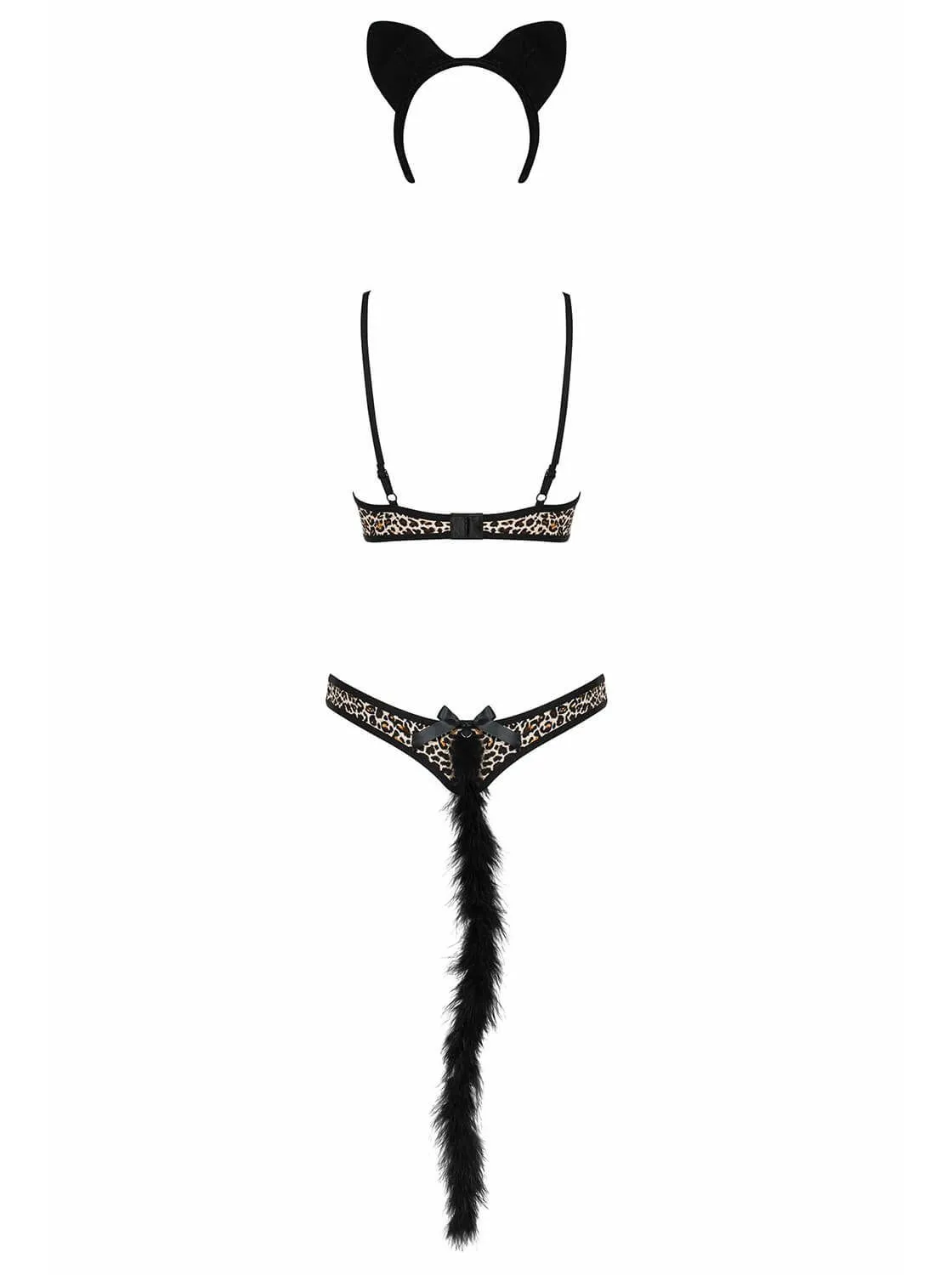 Эротическое комплект нижнего белья obsessive cheetia с хвостиком и ушками в России
