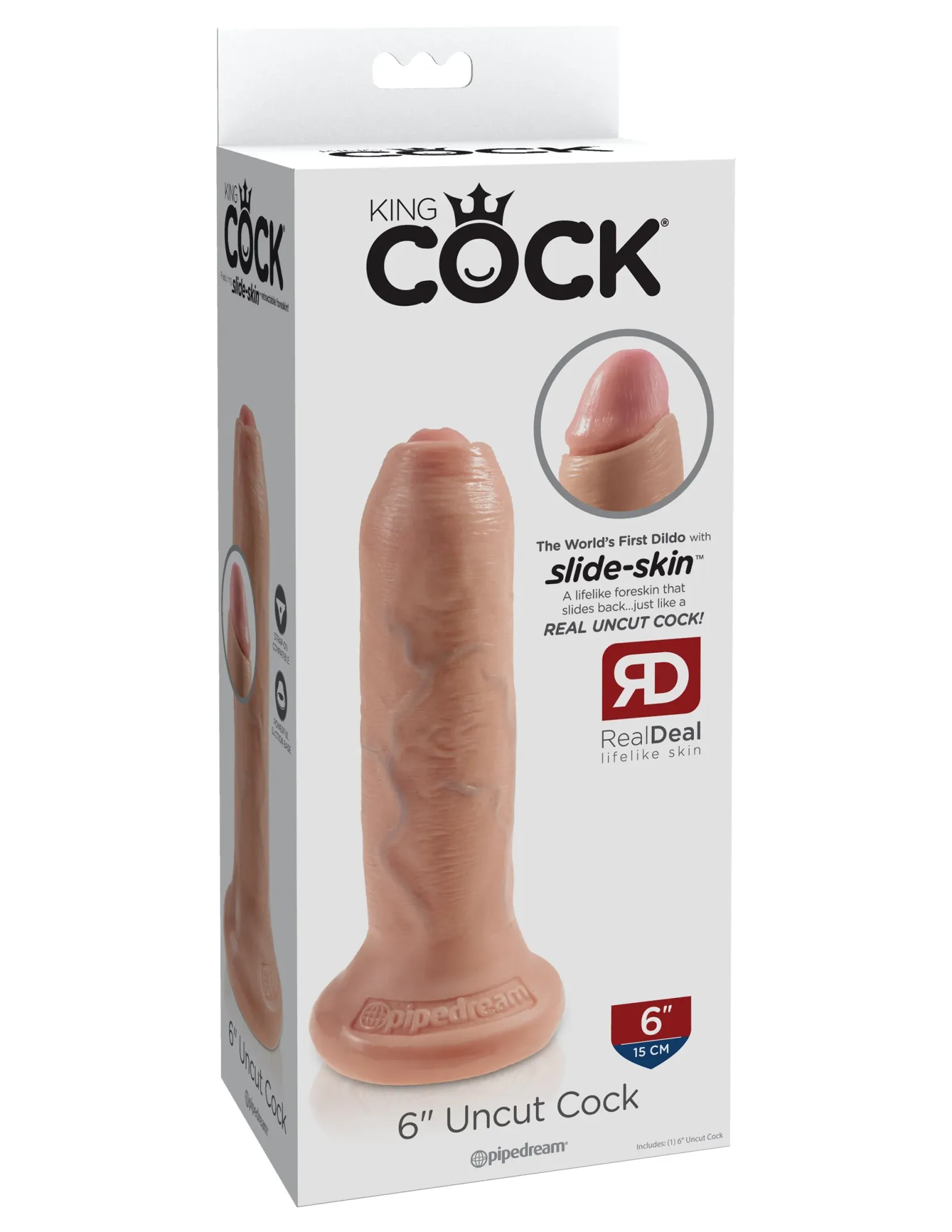 Фаллоимитатор King Cock 6" Uncut - Flesh Pipedream 556021PD