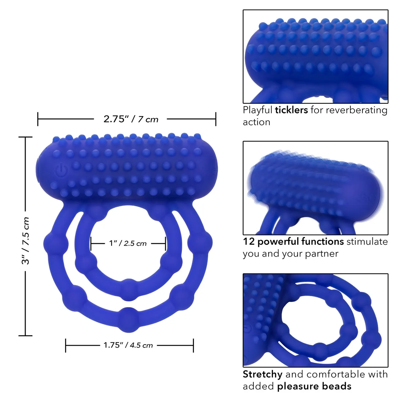 эрекционное двойное виброкольцо silicone rechargeable 10 bead maximus ring в России