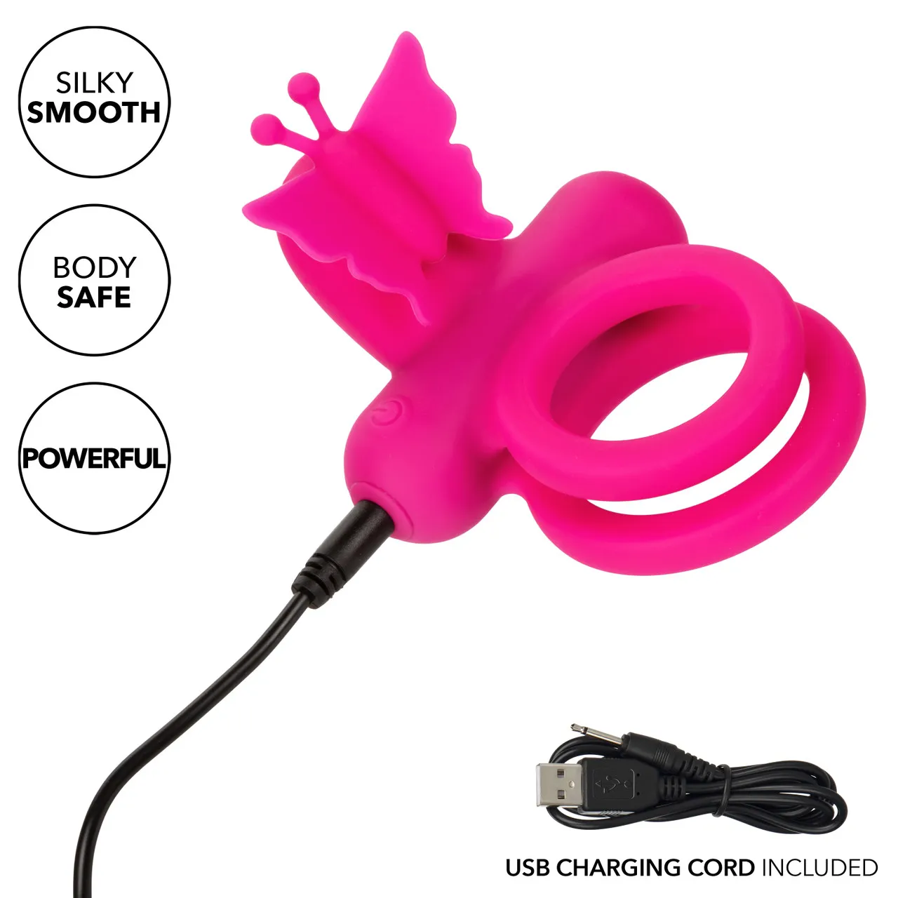 перезаряжаемое эрекционное виброкольцо silicone rechargeable dual butterfly ring в России