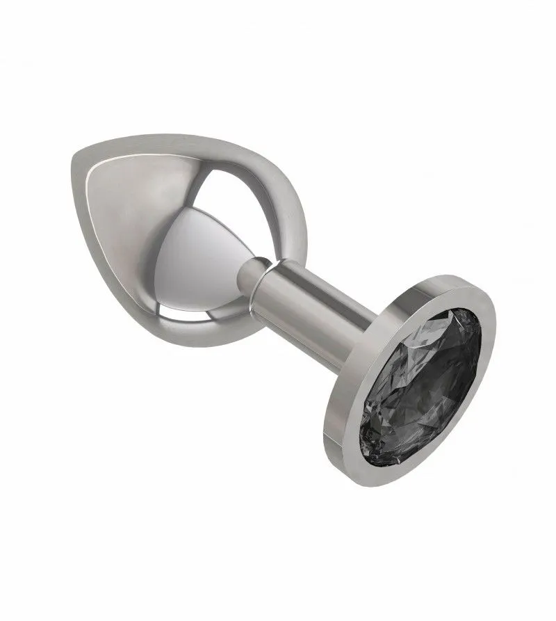 анальная втулка silver средняя c черным кристаллом в России