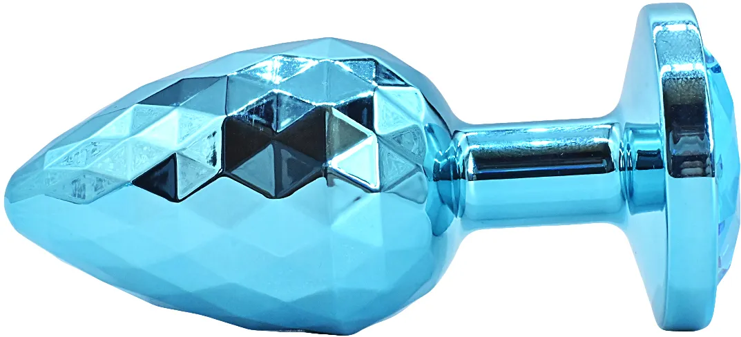 голубая алюминивая текстурная анальная пробка medium в России