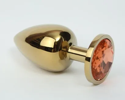 анальная пробка металл 4х9,5 золото желтый страз 47059-2mm в России