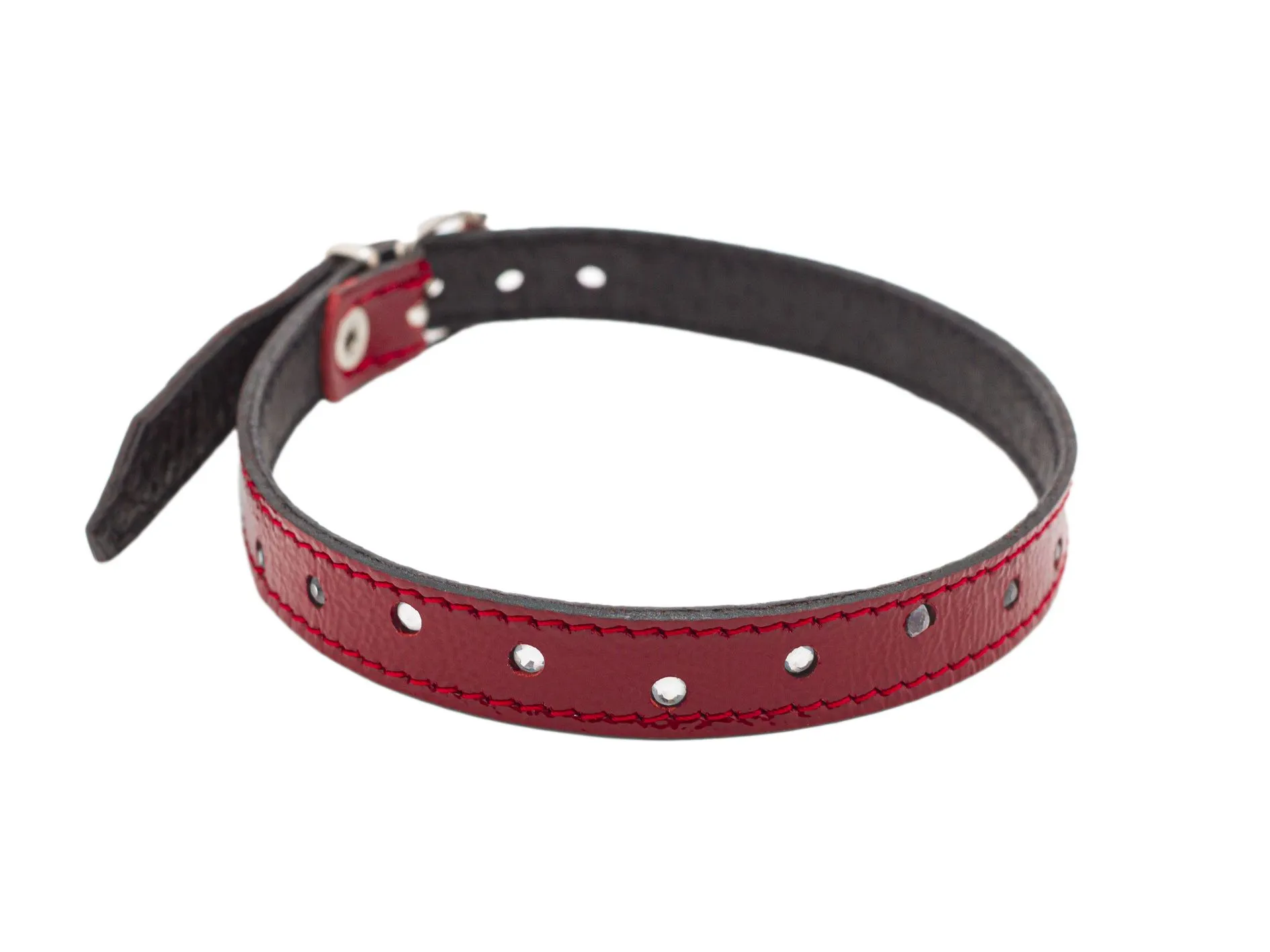 ошейник лаковый pinkrabbit со стразами, красный в России