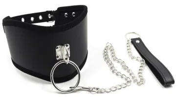 ошейник широкий с поводком чёрный в России