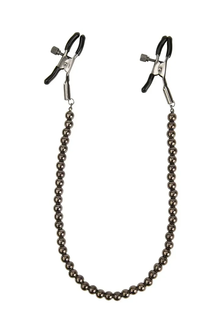 черные зажимы на соски с цепочкой из бусин в России