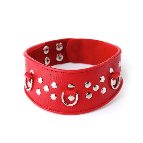 ошейник кожаный красный с велюровой подкладкой 3115-2 в России
