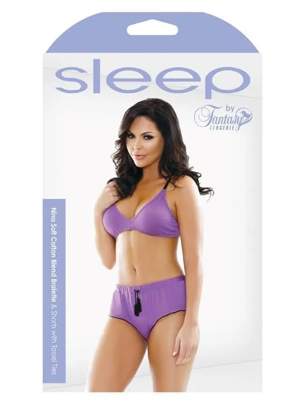 Эротическое комплект белья fantasy lingerie nina bralette & shorts, фиолетовый в России