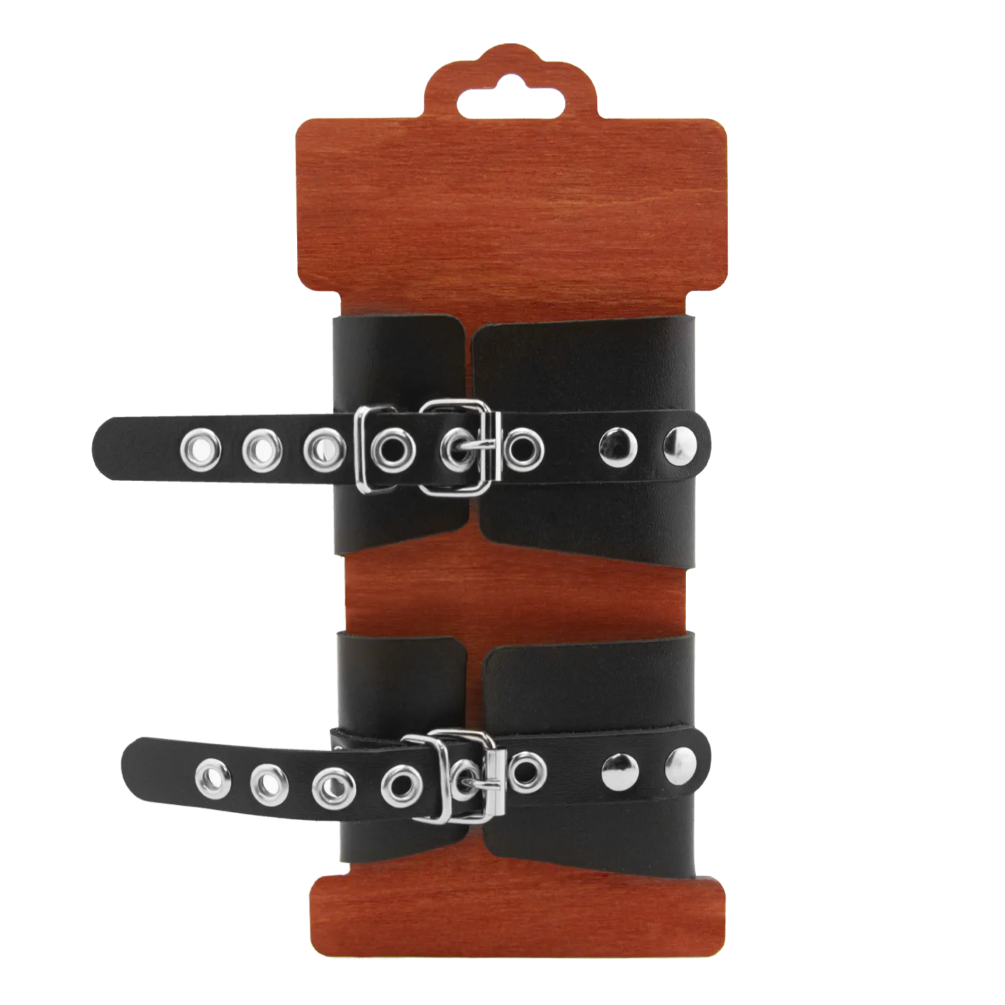 наручники pinkrabbit из черной кожи с белым декором в России