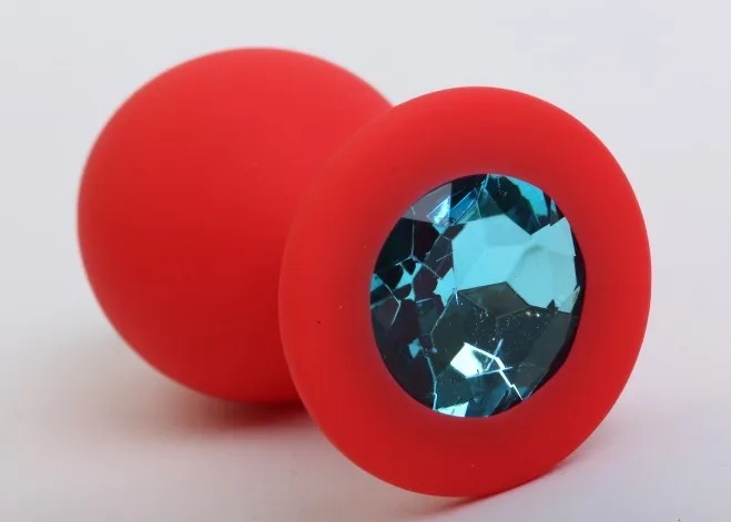 Пробка силиконовая красная с голубым стразом 8,2х3,5см 47404-1MM