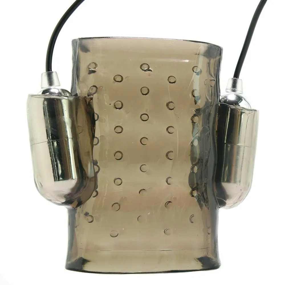 насадка с вибрацией pipedream dual vibrating penis sleeve, серая в России