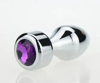 анальная пробка металл серебро с фиолетовым стразом 7,8х2,9см 47444-5mm в России