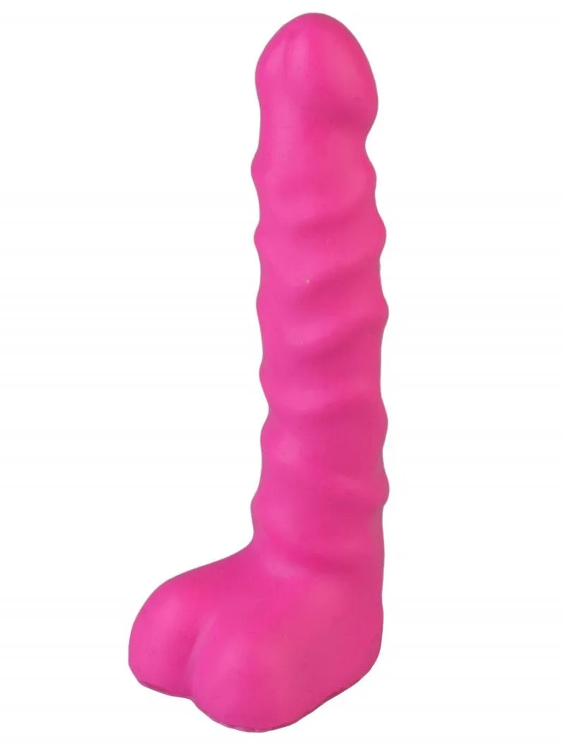 Анальный стимулятор с мошонкой. Ярко-розовый
