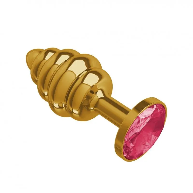 анальная втулка gold spiral с малиновым кристаллом в России