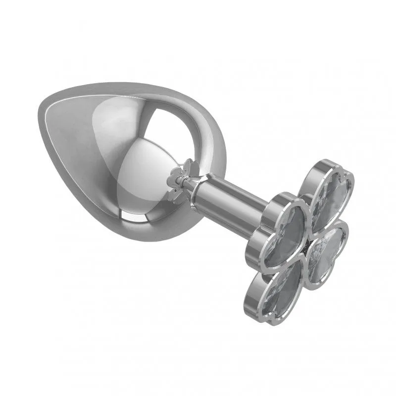 анальная втулка silver большая с розовым кристаллом "клевер" в России