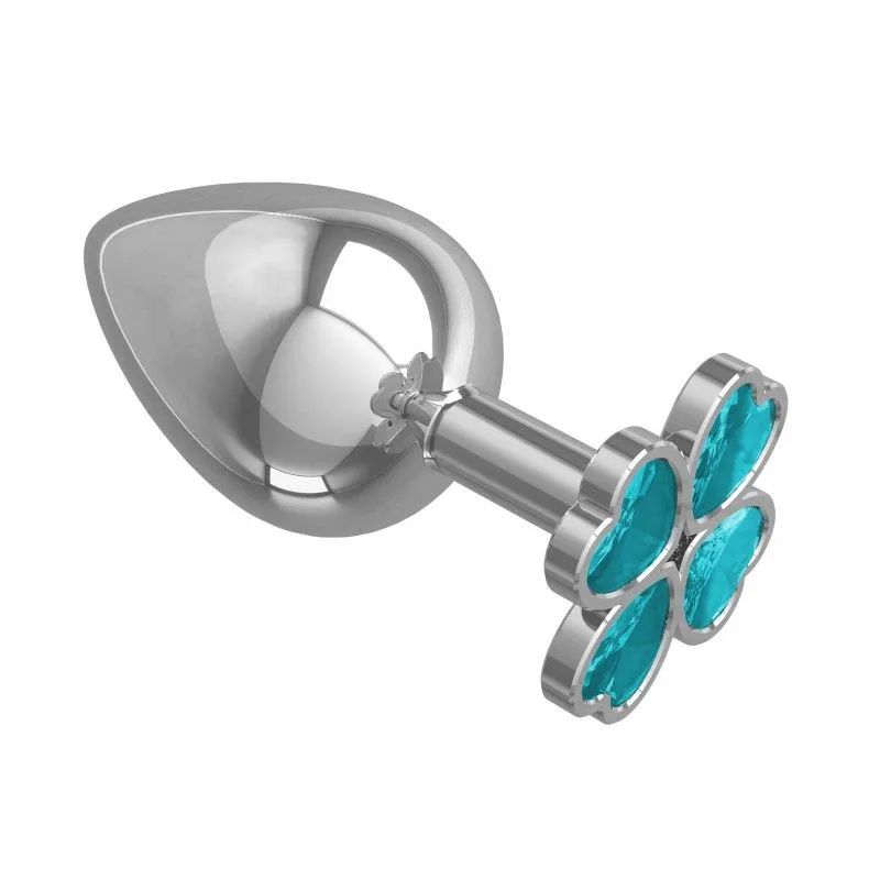 анальная втулка silver большая с голубым кристаллом "клевер в России