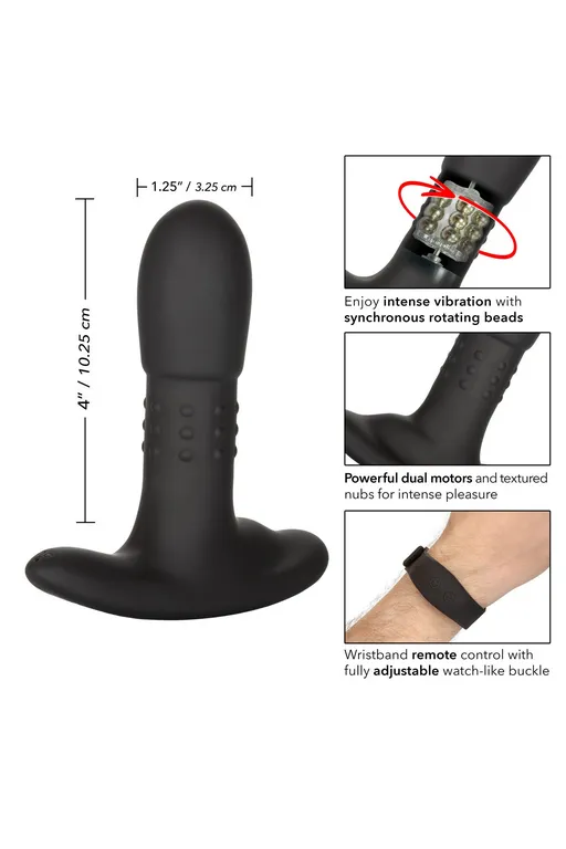 перезарежаемый анальный стимулятор beaded probe с функцией "ротации" и управлением с браслета в России