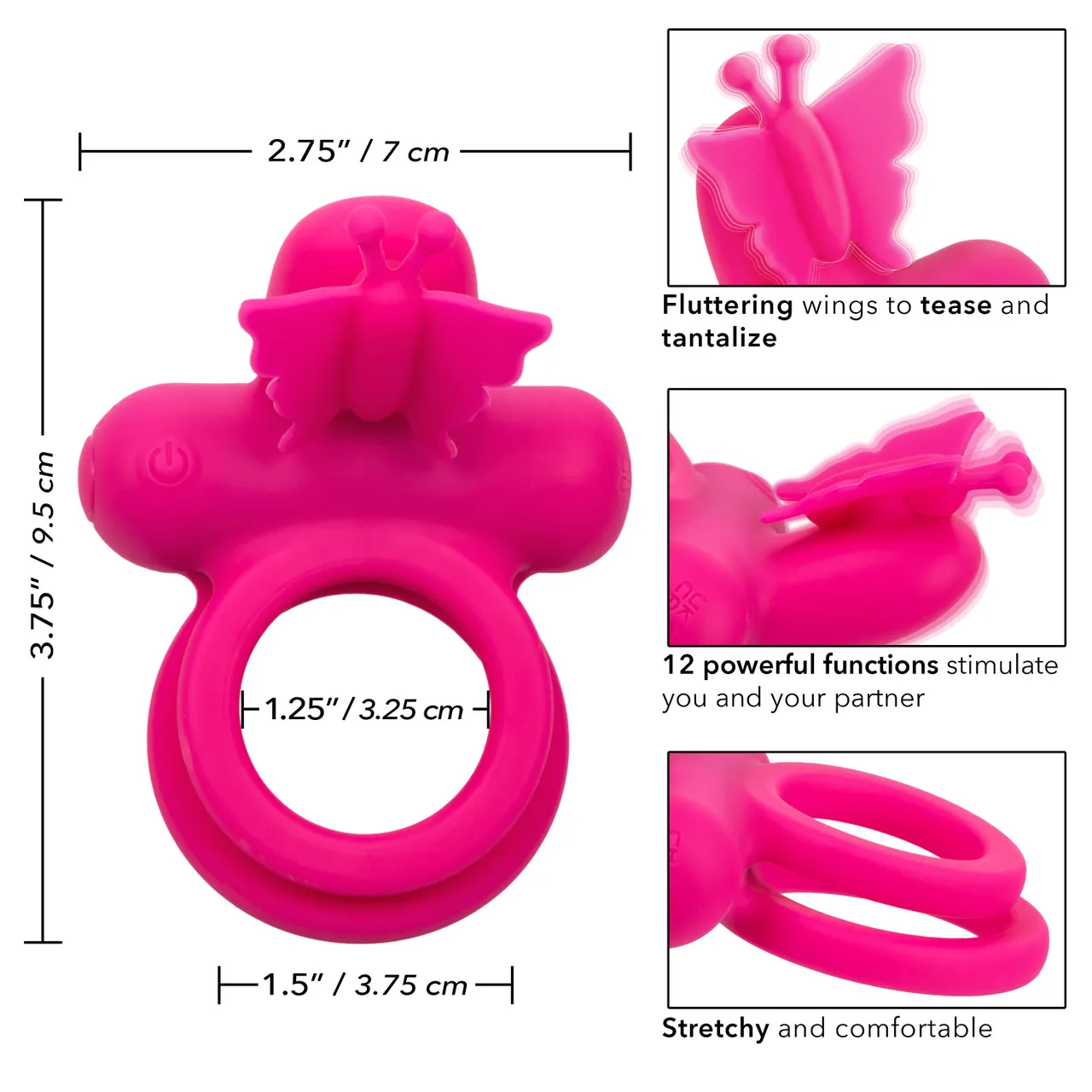 перезаряжаемое эрекционное виброкольцо silicone rechargeable dual butterfly ring в России