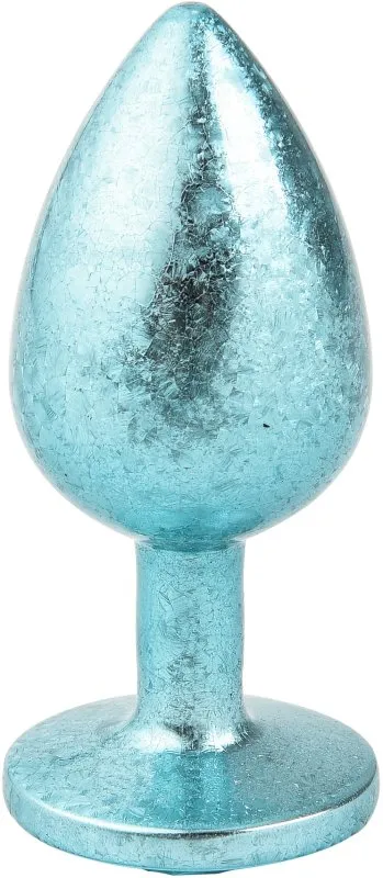 голубая алюминивая анальная пробка с кристаллом medium в России