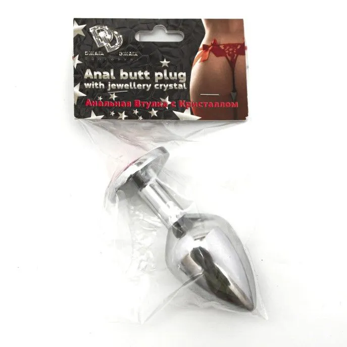 втулка анальная silver средняя c розовым кристаллом в России