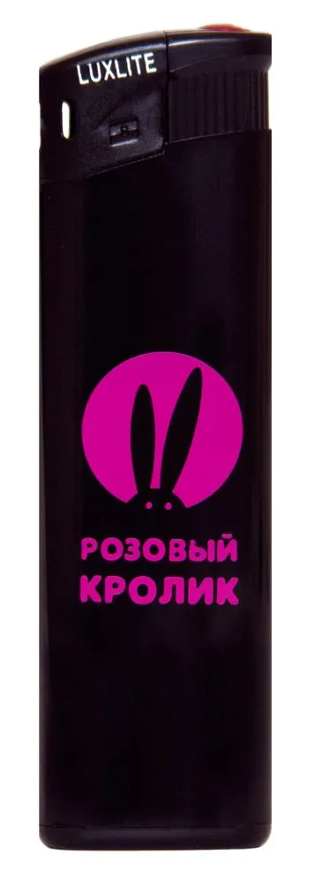 Зажигалка Розовый Кролик с логотипом РК, черная