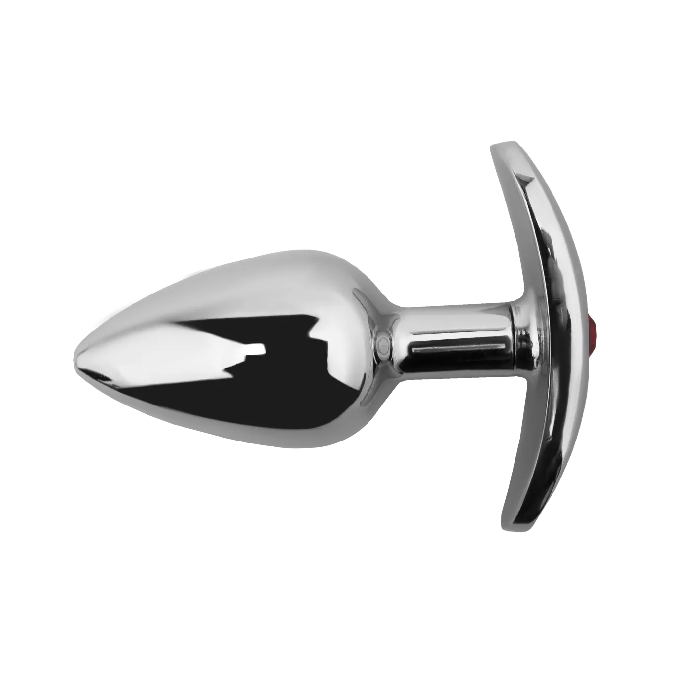 серебряная анальная пробка для ношения c красным кристаллом small в России