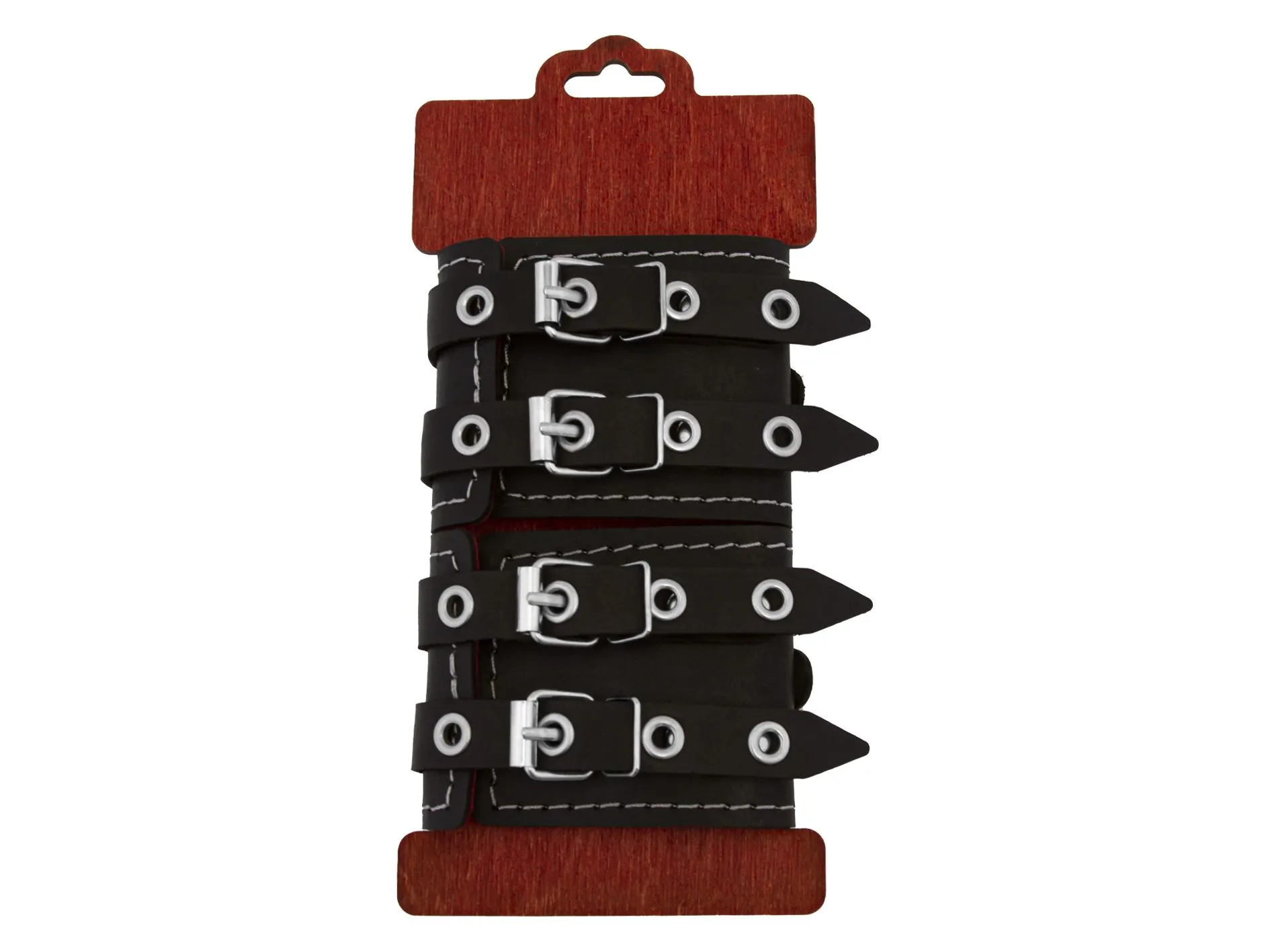 наручники декоративные pinkrabbit с двумя ремнями и красной подкладкой, черные в России