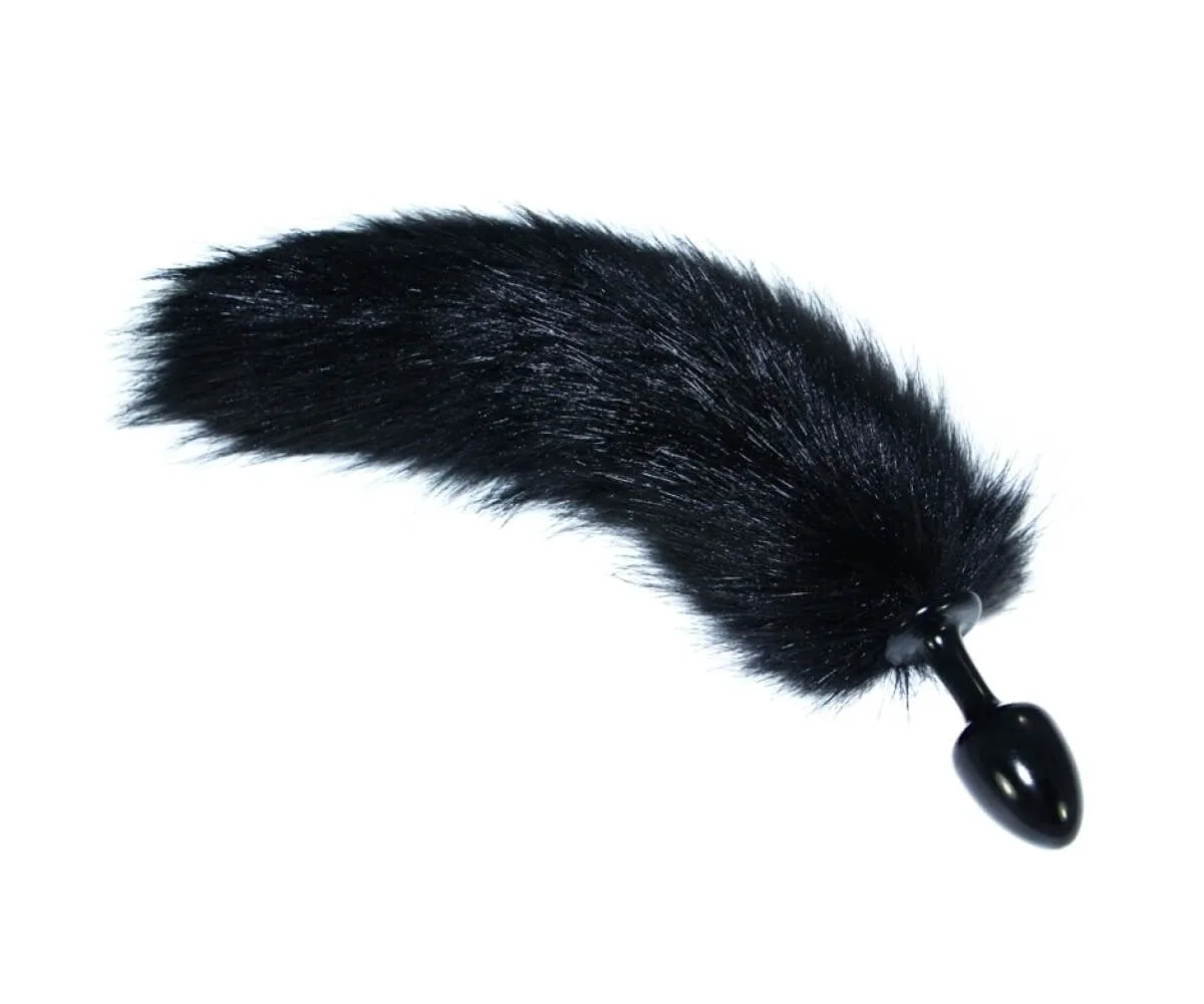 Анальная пробка Lovetoy Luxury Metal Anal Tail, с черным хвостом