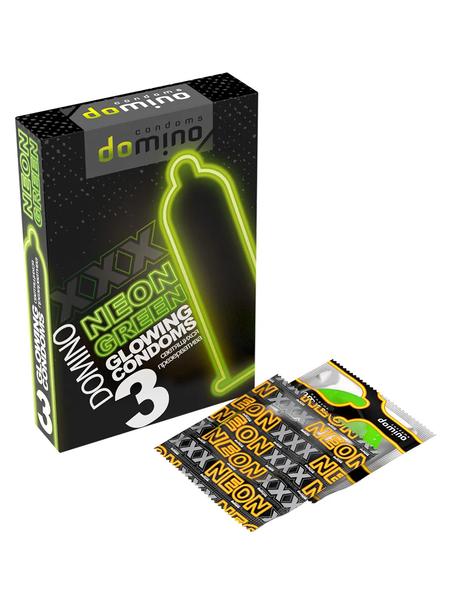 презервативы светящиеся domino neon green, 3 шт в России