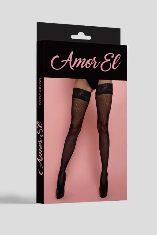 Эротическое чулки в мелкую сетку rosa roja s/l черные в России