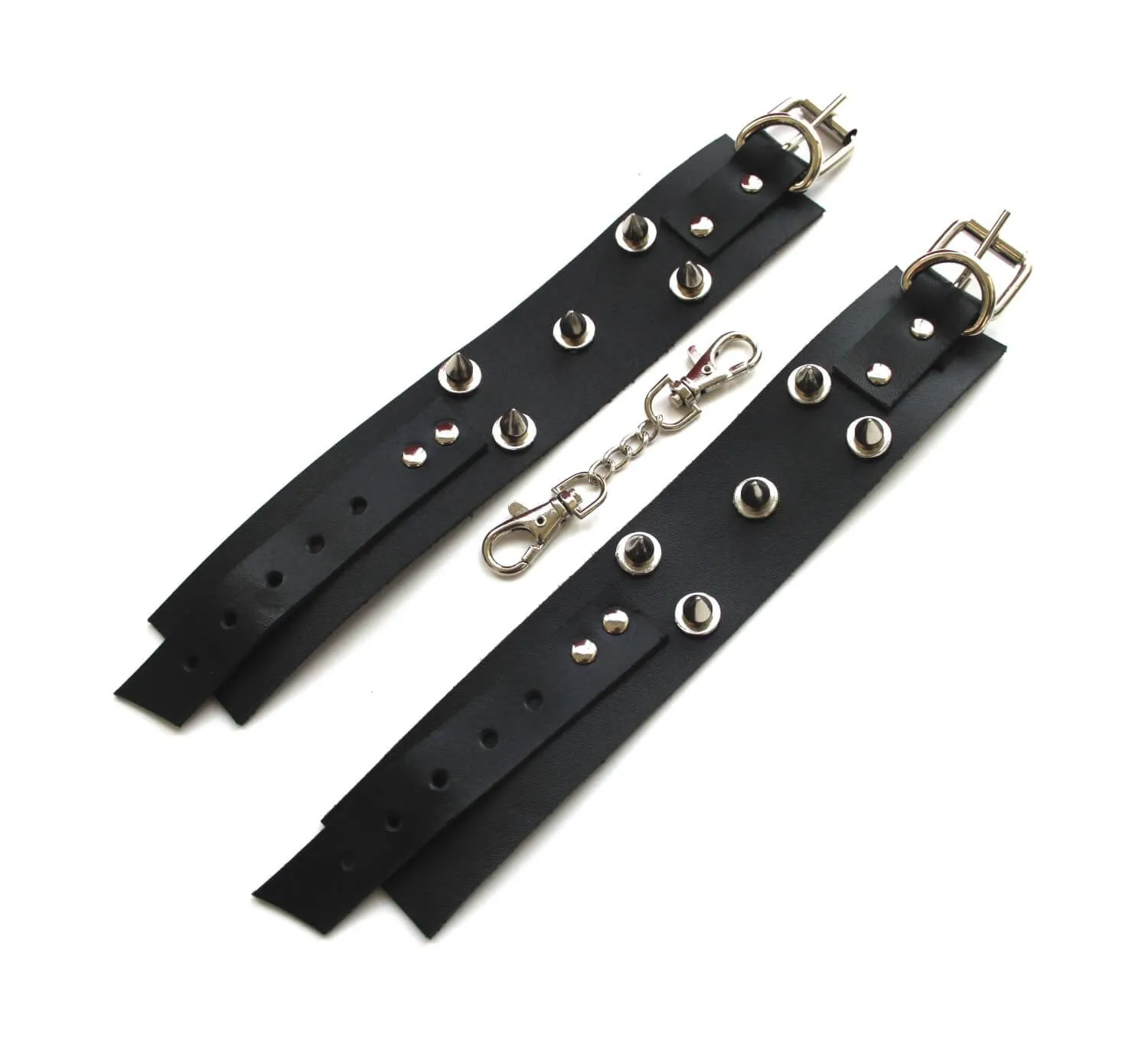 наручники декоративные кожаные pinkrabbit c шипами, черные в России