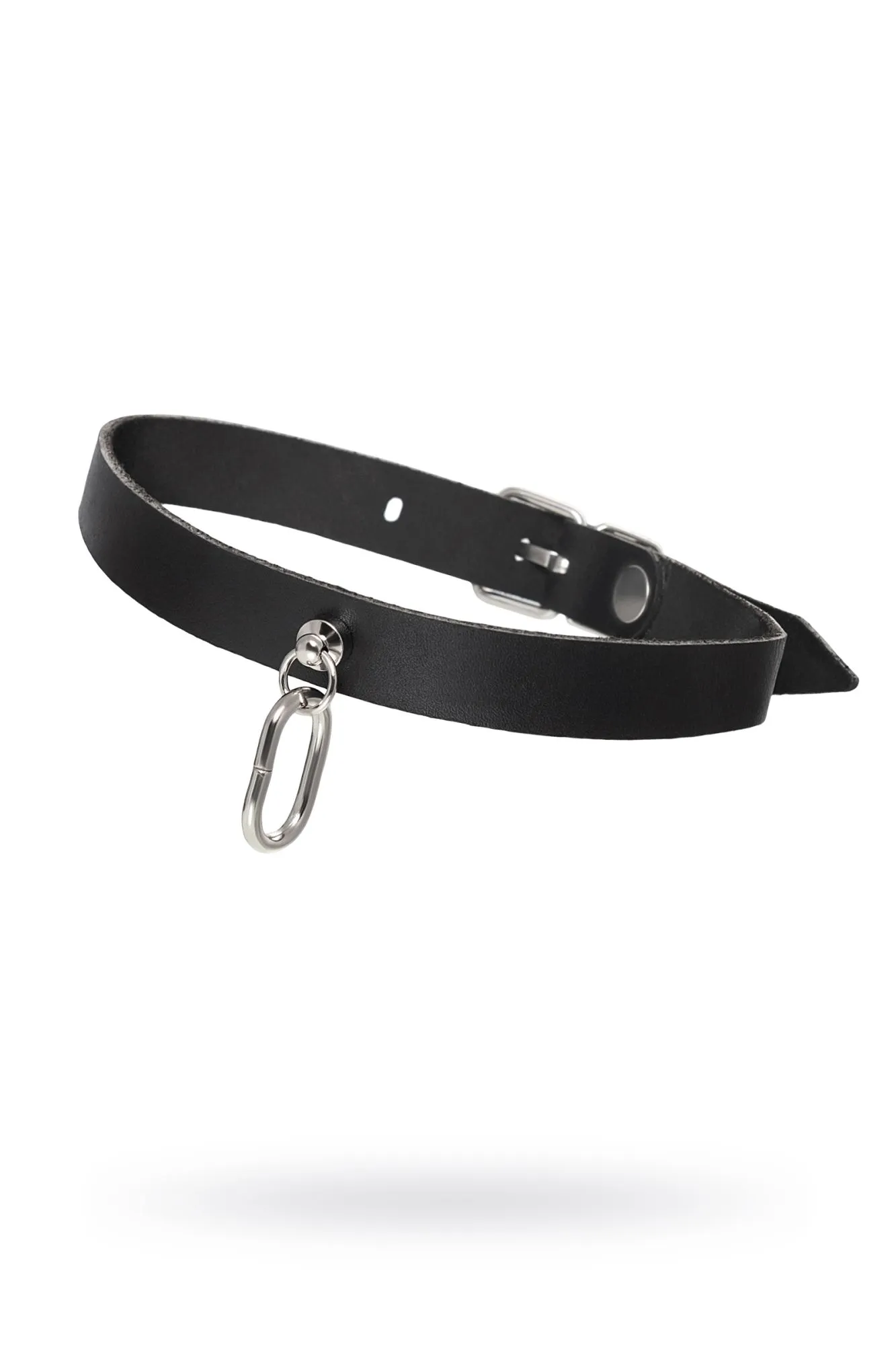 Чокер Pecado BDSM, с овальным кольцом, натуральная кожа, чёрный