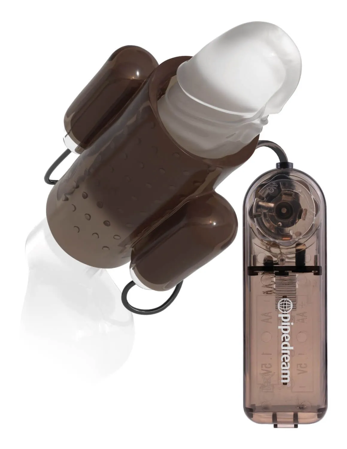 Насадка с вибрацией Pipedream Dual Vibrating Penis Sleeve, серая