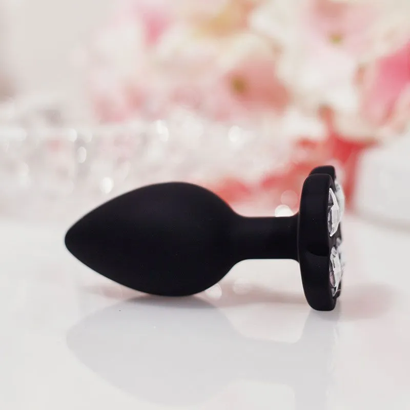 анальная пробка кристаллом regular lucky diamond, чёрная в России