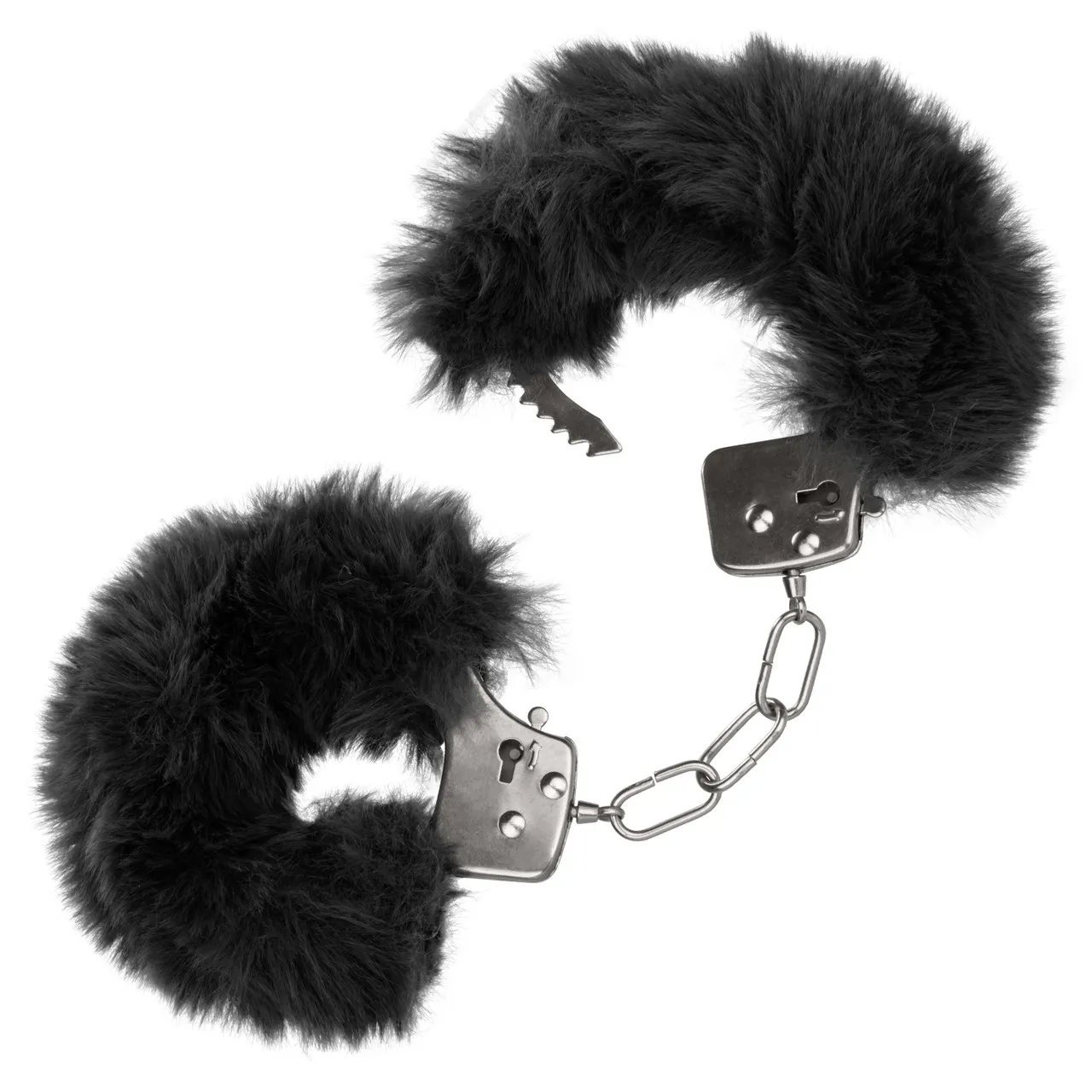металлические наручники с искусственным мехом ultra fluffy furry cuffs-black в России