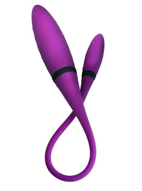 Вибратор двусторонний Adrien Lastic 2 с пультом, фиолетовый