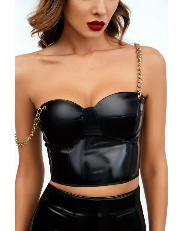Эротическое лакированный топ с цепями в России