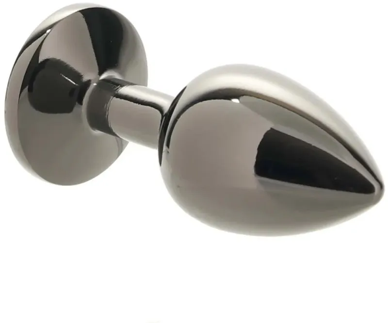 черная алюминивая анальная пробка с кристаллом small в России