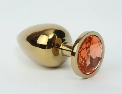 Анальная пробка золотая с желтым кристаллом S 2,8 х 7,6 47059-MM