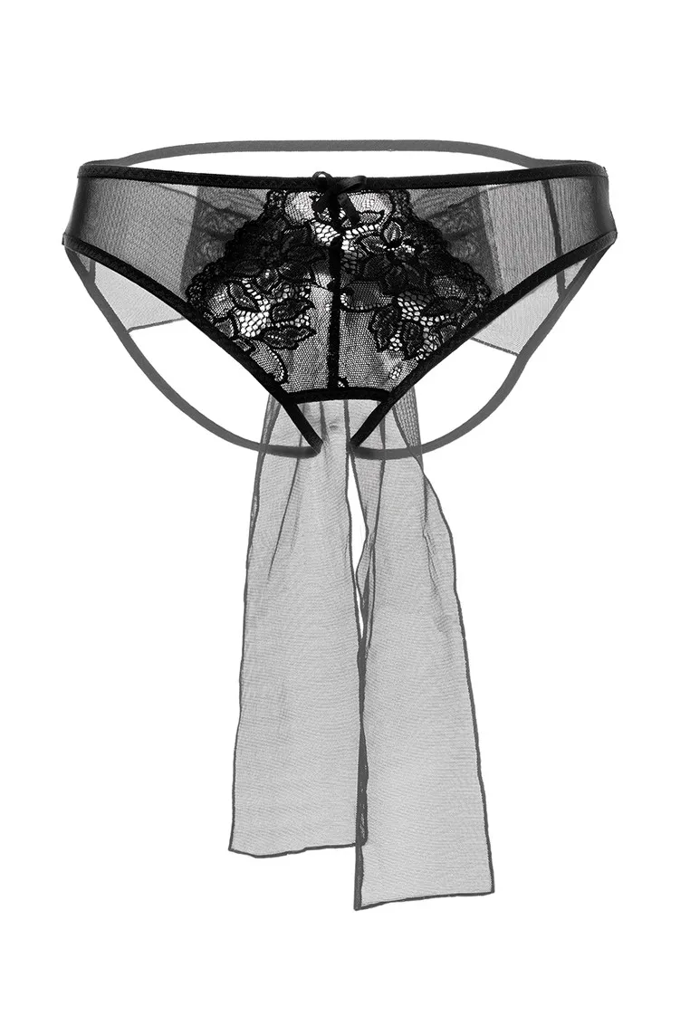 Эротическое эротические трусики с бантом erolanta mia, чёрные в России