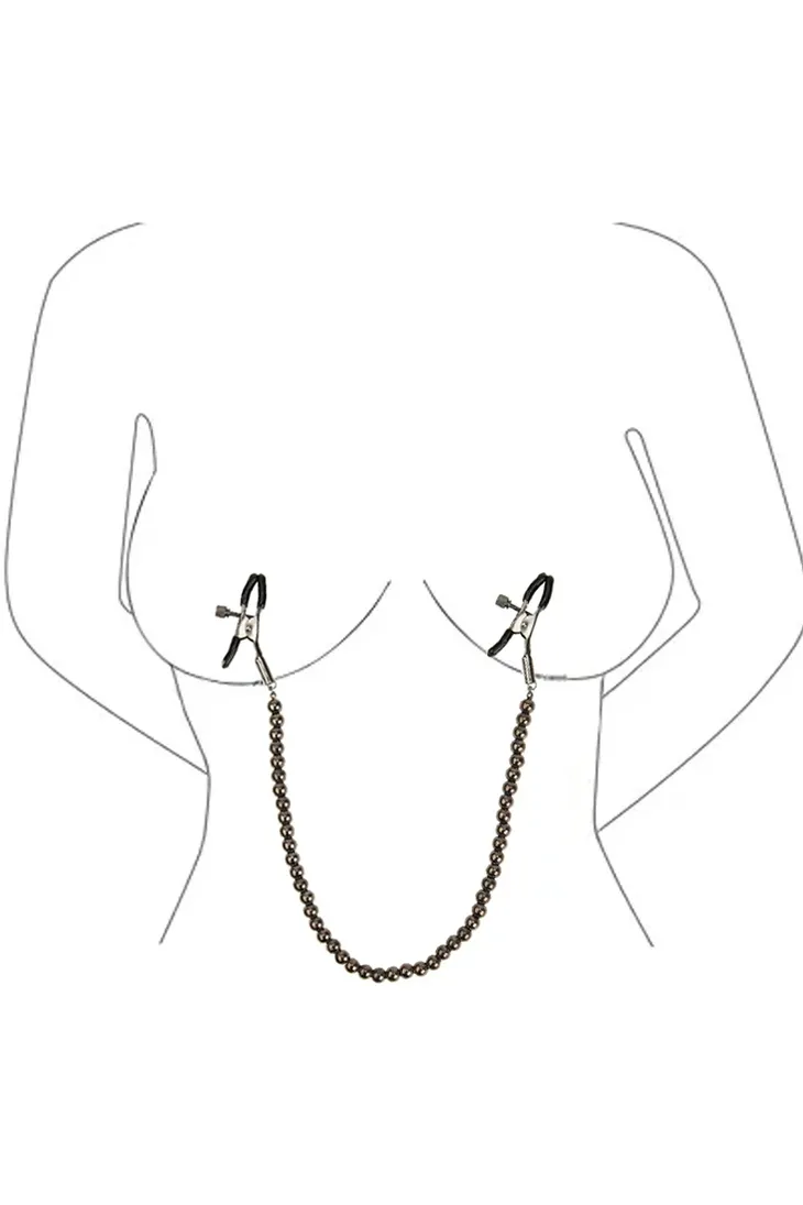 черные зажимы на соски с цепочкой из бусин в России
