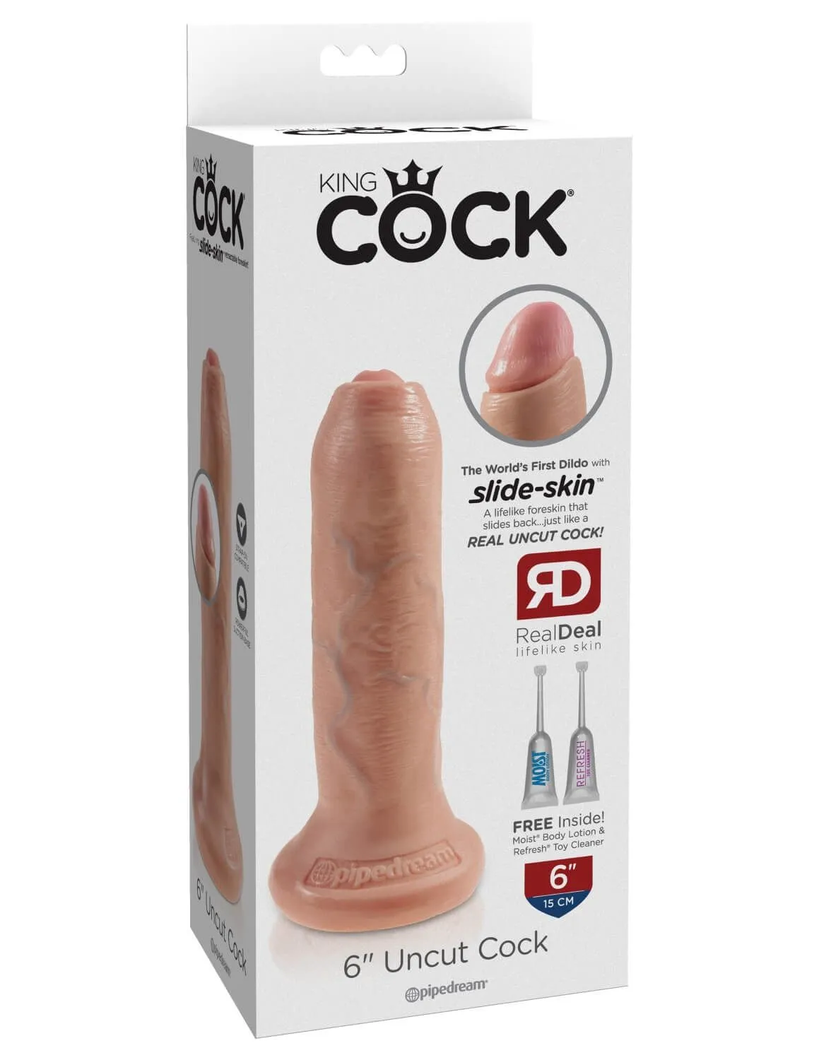 фаллоимитатор pipedream king cock 6 inch uncut cock, телесный в России